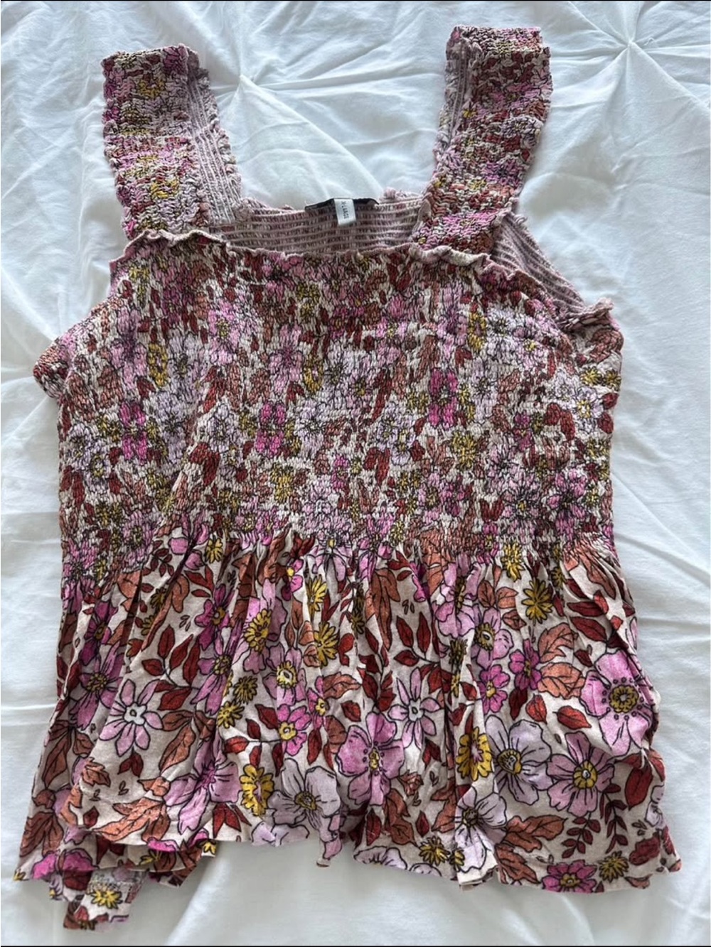 Floral Smocked Ruffle Camisole - Pink Multi